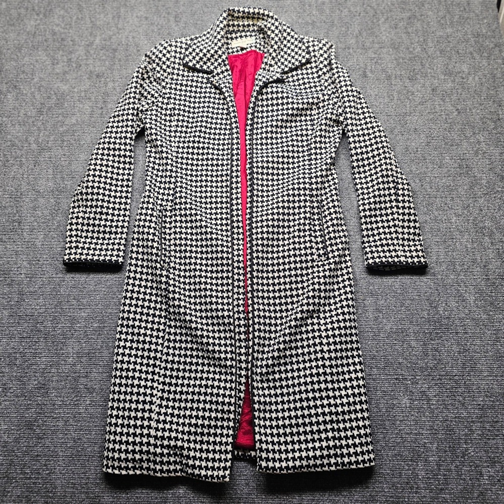 Amanda Smith Petite Houndstooth Coat Black White Red Lining 2P
